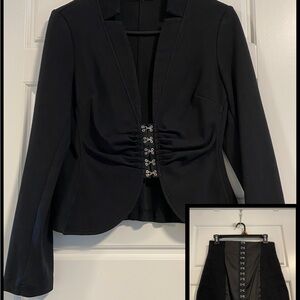 LIKE NEW VENUS Black Blazer & Marching Skirt with Hook & eye Detail- 8